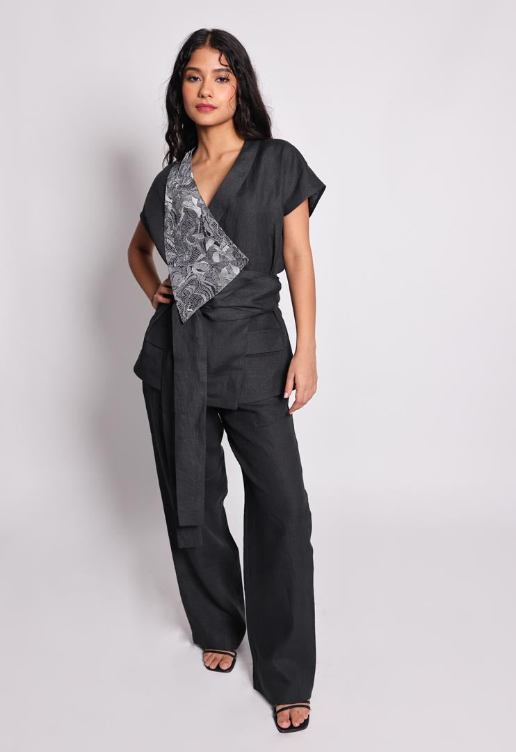 lapel co-ord, black