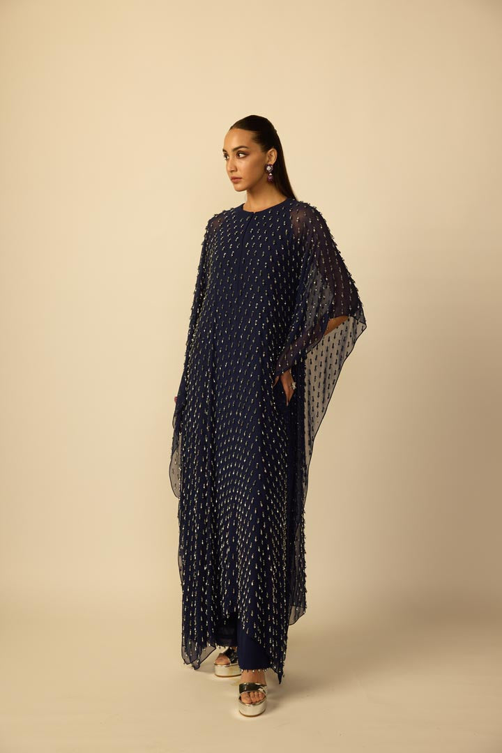 Deep Blue Silver Drop Kaftan