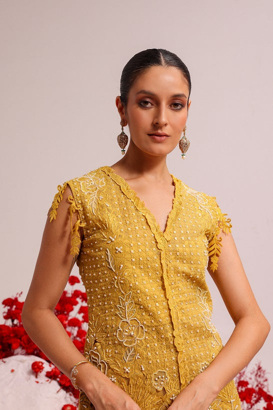 Image of Fanah yellow kurta set