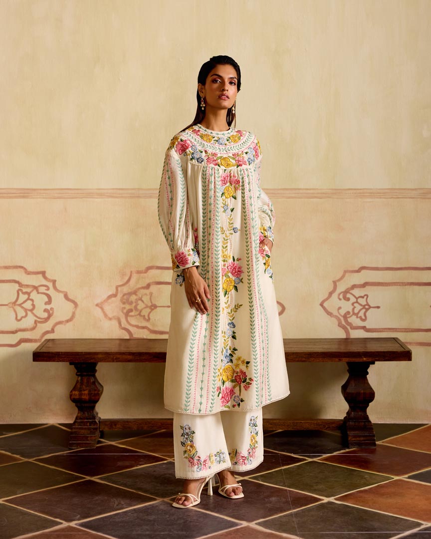 IVORY COLOURED CUTWORK PANTS