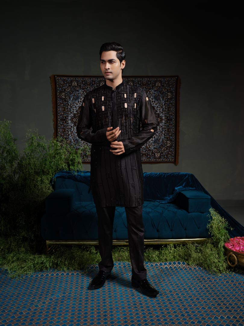 Black Bold Kurta Set