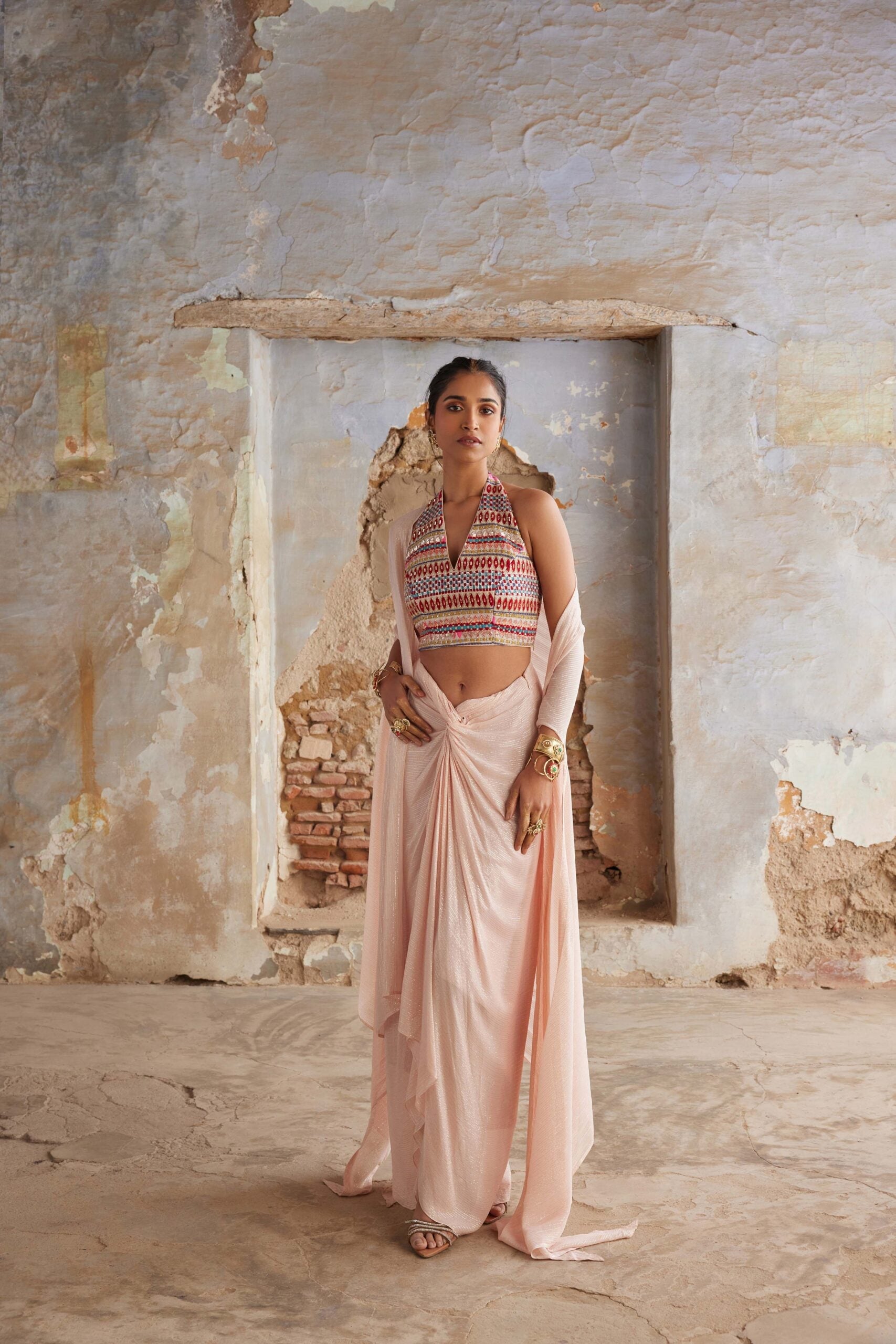 Knotted Drape skirt set EBN11
