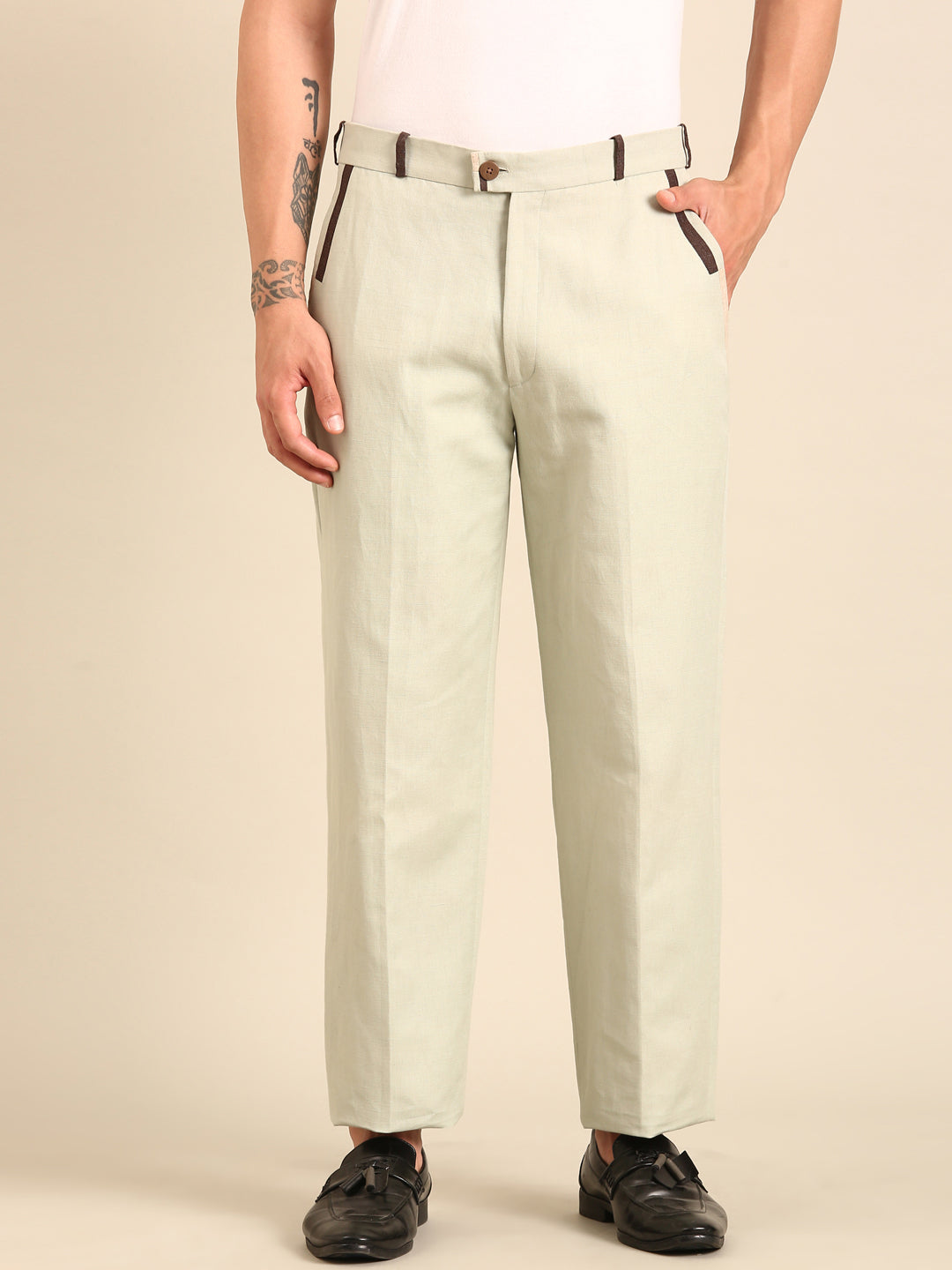 Green 100 % Linen Trouser