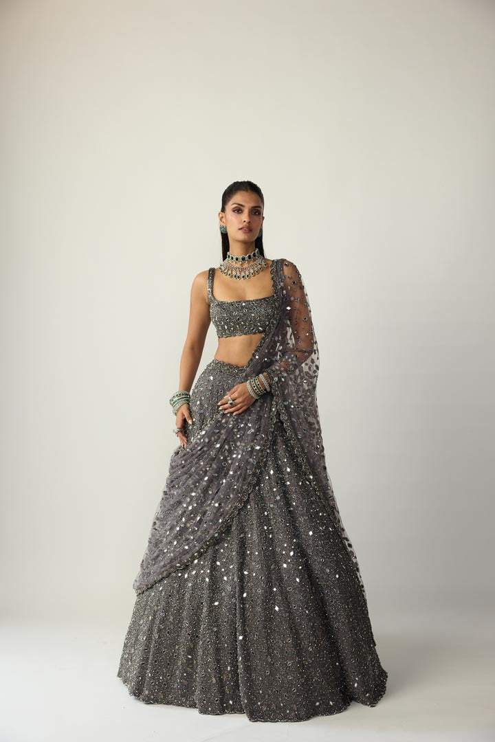 Metallic Grey Lehenga Set
