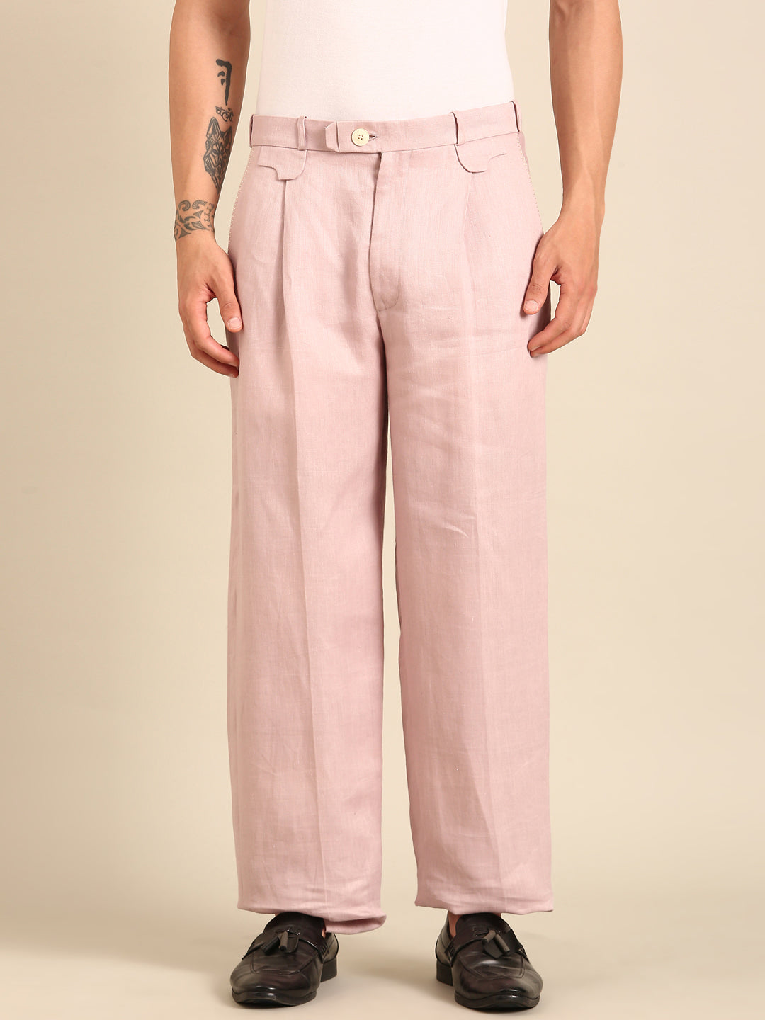 Mauve Silk Linen Trouser