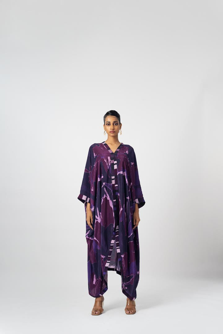 Stripe collared kaftan
