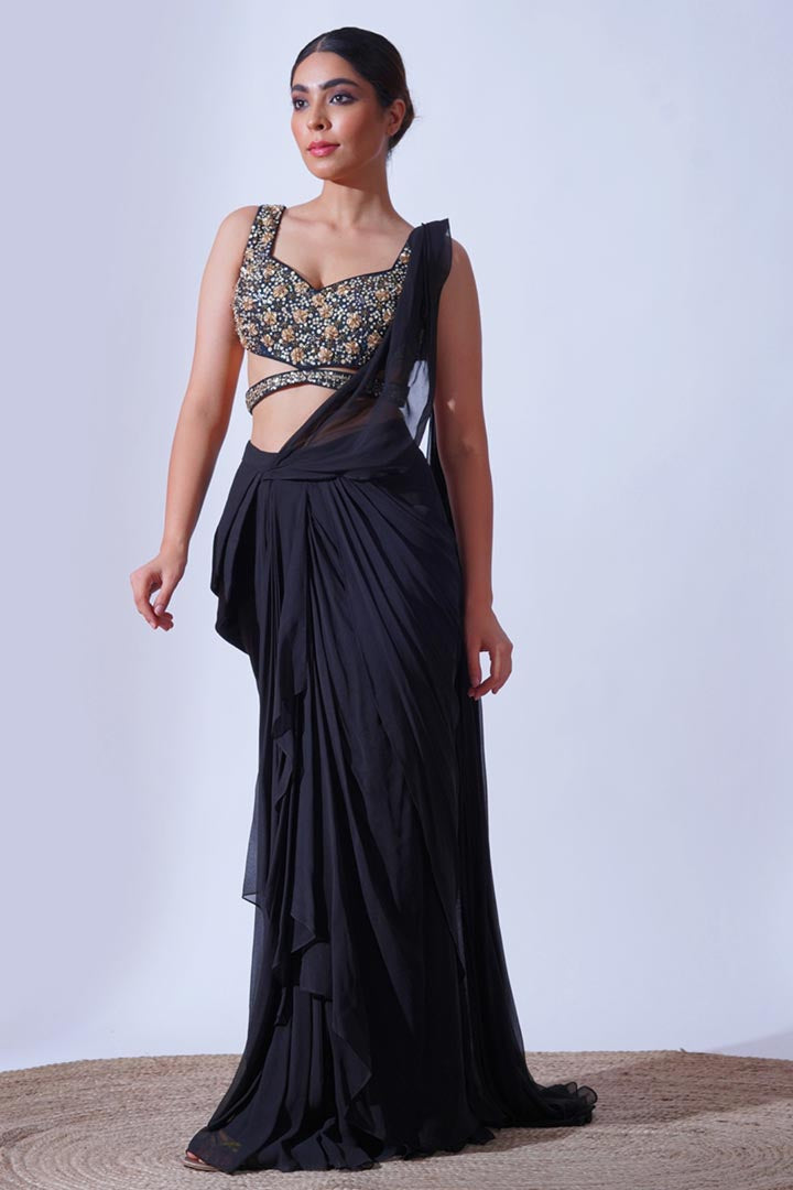 Black-Gold Saree
