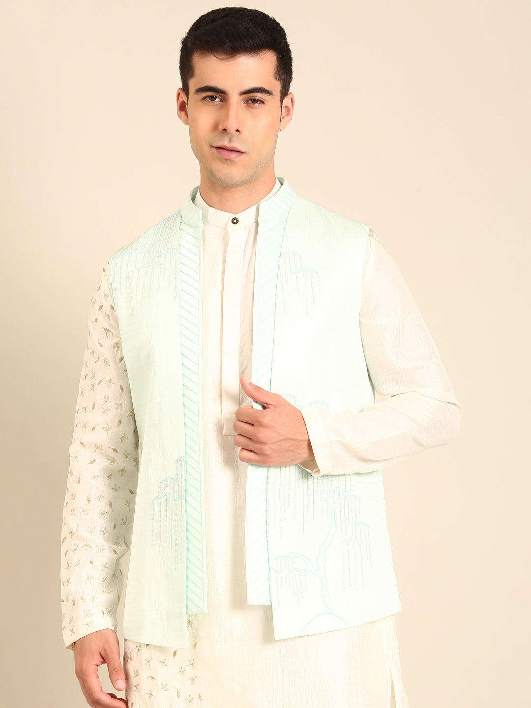 Blue Bemberg Silk Short Open Jacket