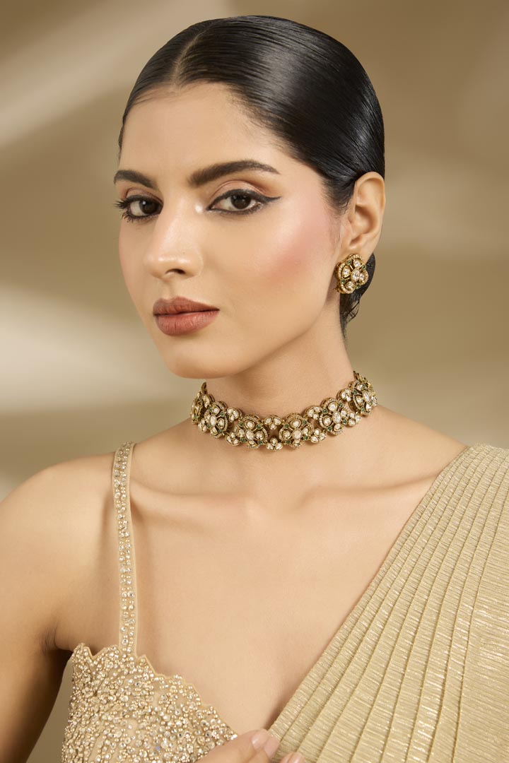 Kundan Polki Floral Choker Necklace