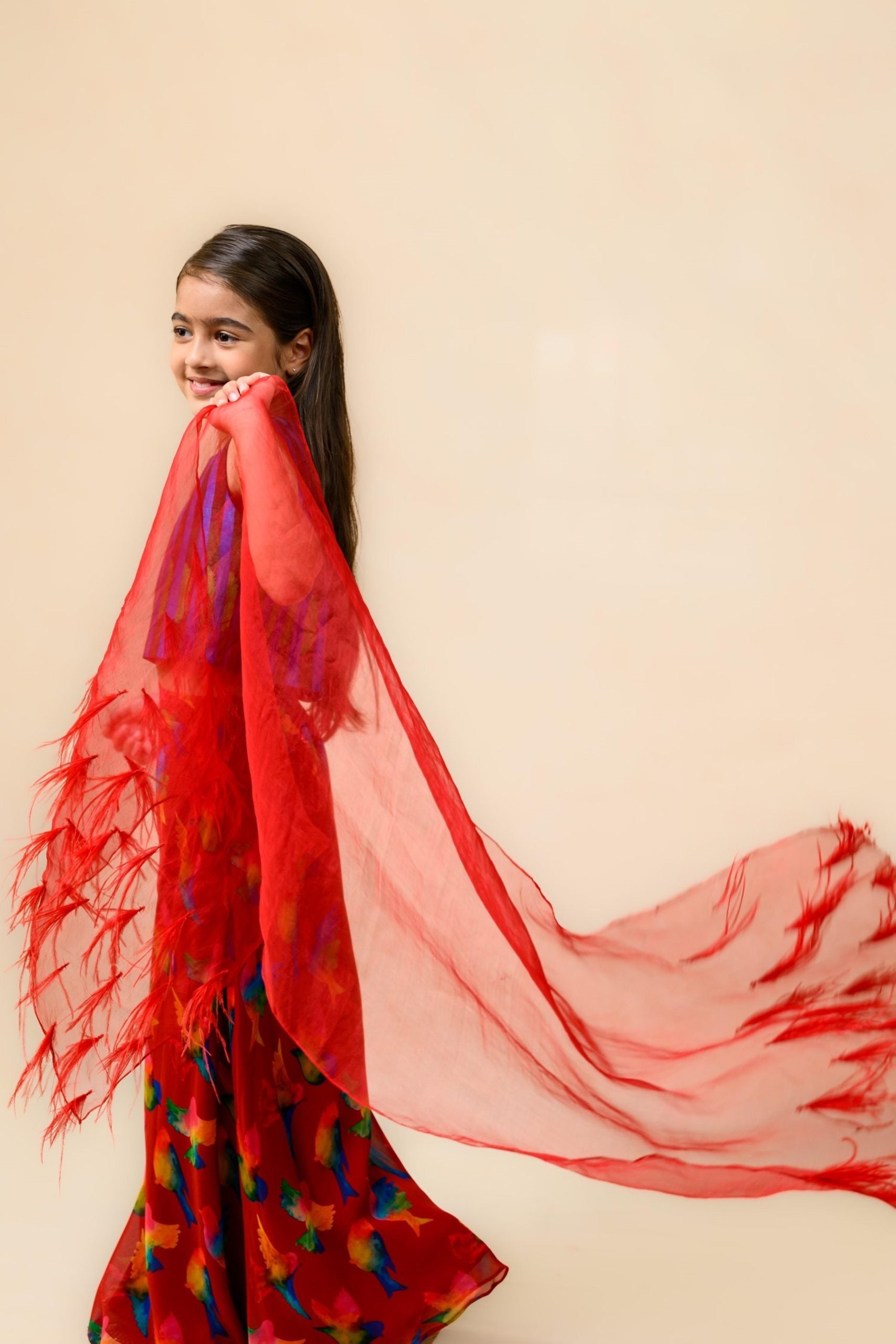 Flared sharara with top, dupatta