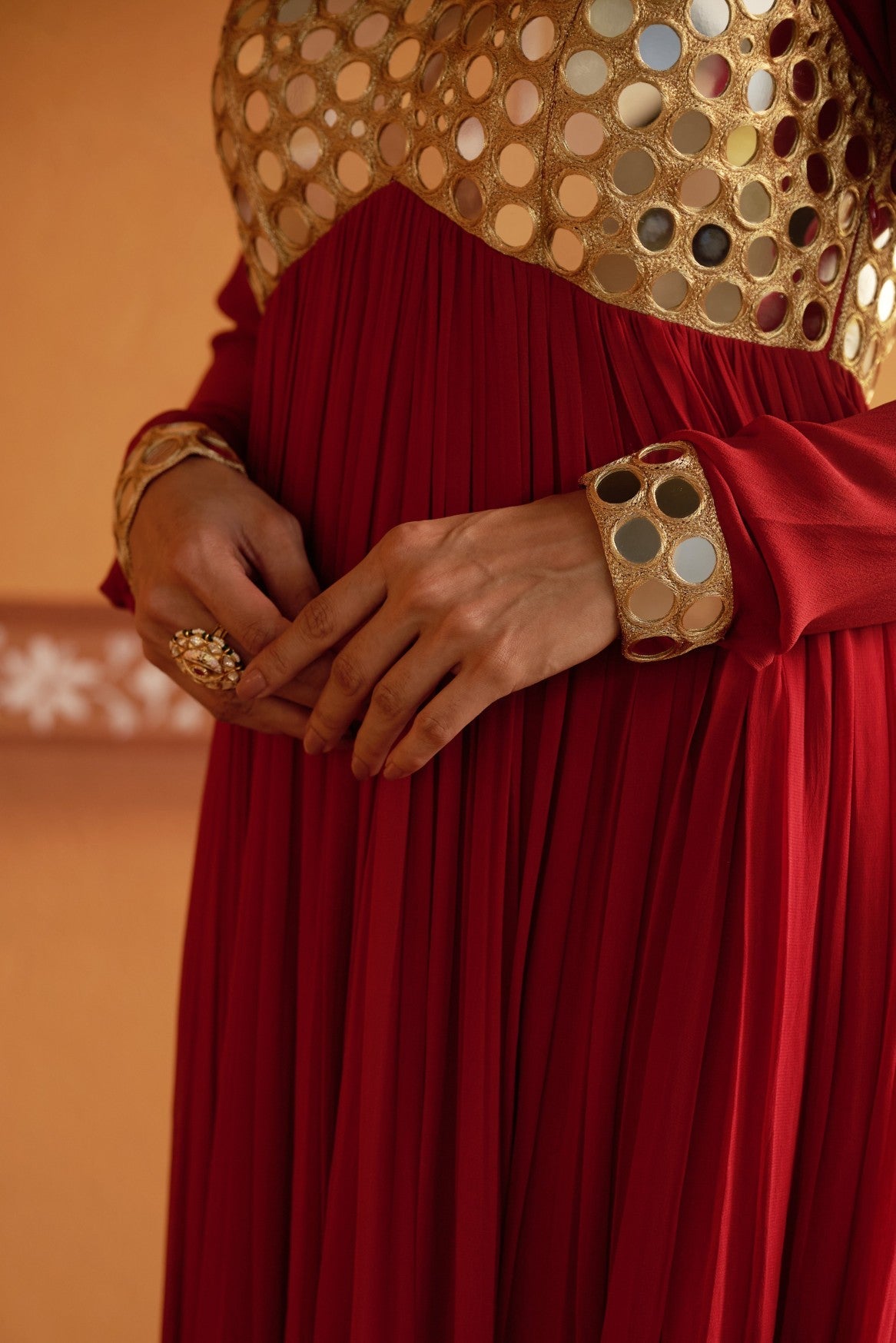 Hand-Embroidered Mirror Work Anarkali with Churidar Pyjama & Dupatta