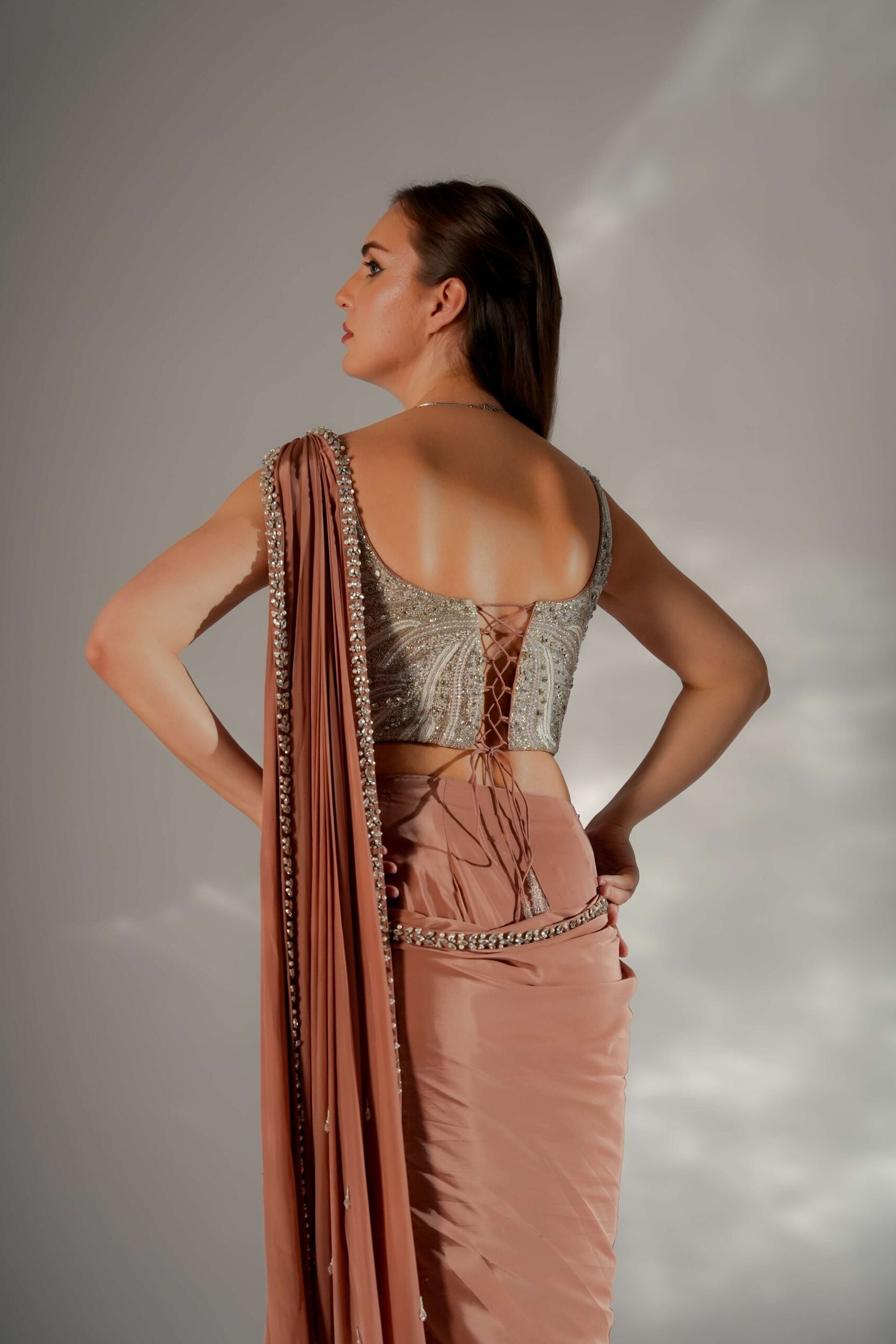 Zarina pearl drape saree