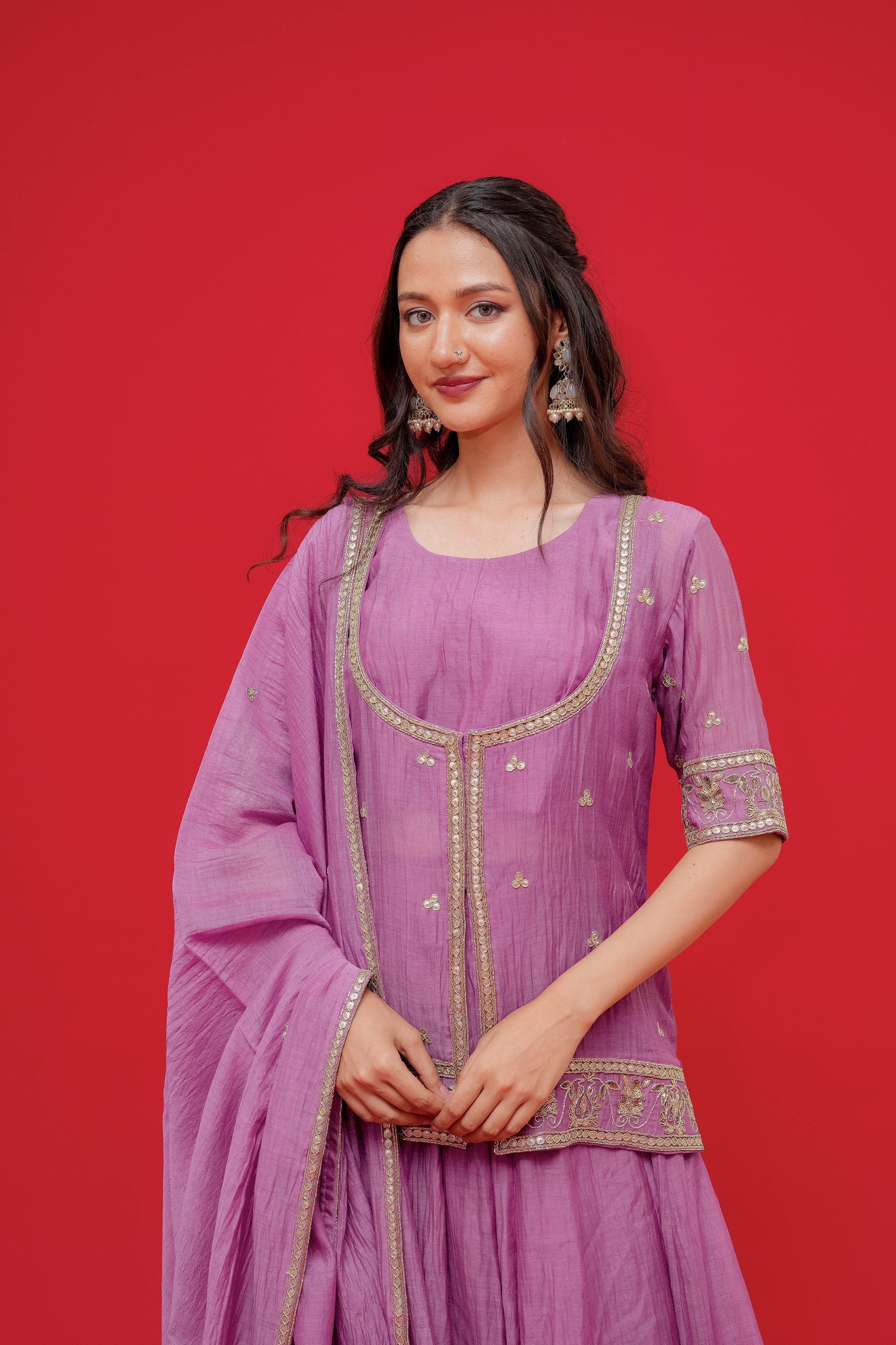 Pure mul chanderi with  Hand Embrodiray  Choli pattern  Duppta
