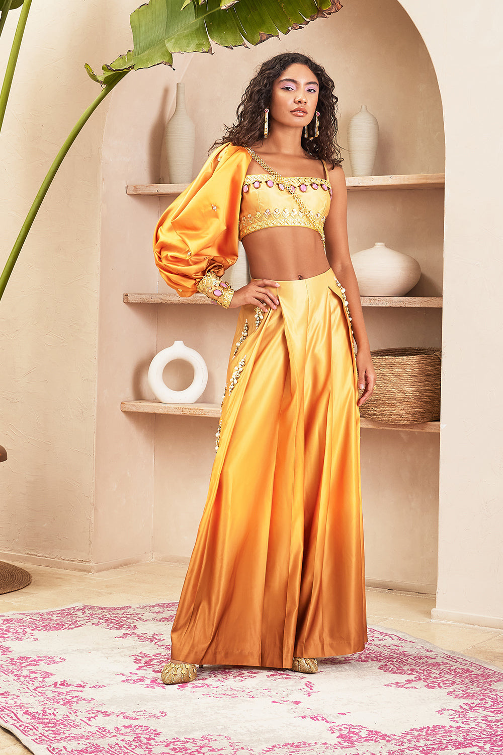 Summer Gold Ombre Pant With Bustier & Solo Sleeve - Auraya Fashion - Papa Don't Preach - #tag1# - #tag2# - #tag3# - #tag3#