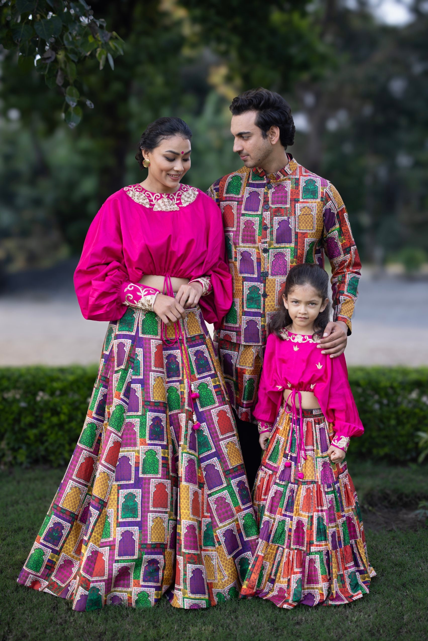 Hand-Embroidered blouse with Lehenga