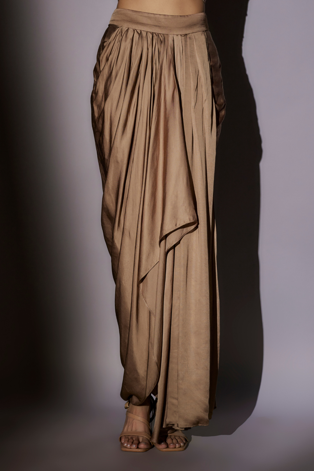 Nia Cape Set - Embroidered Badla Jacket with Fluid Lycra Satin Skirt