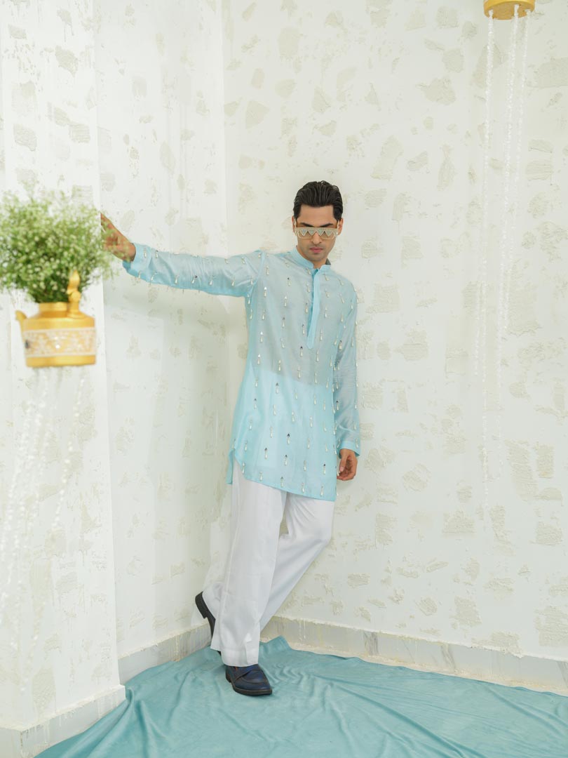 Blue Latkan Short Kurta set