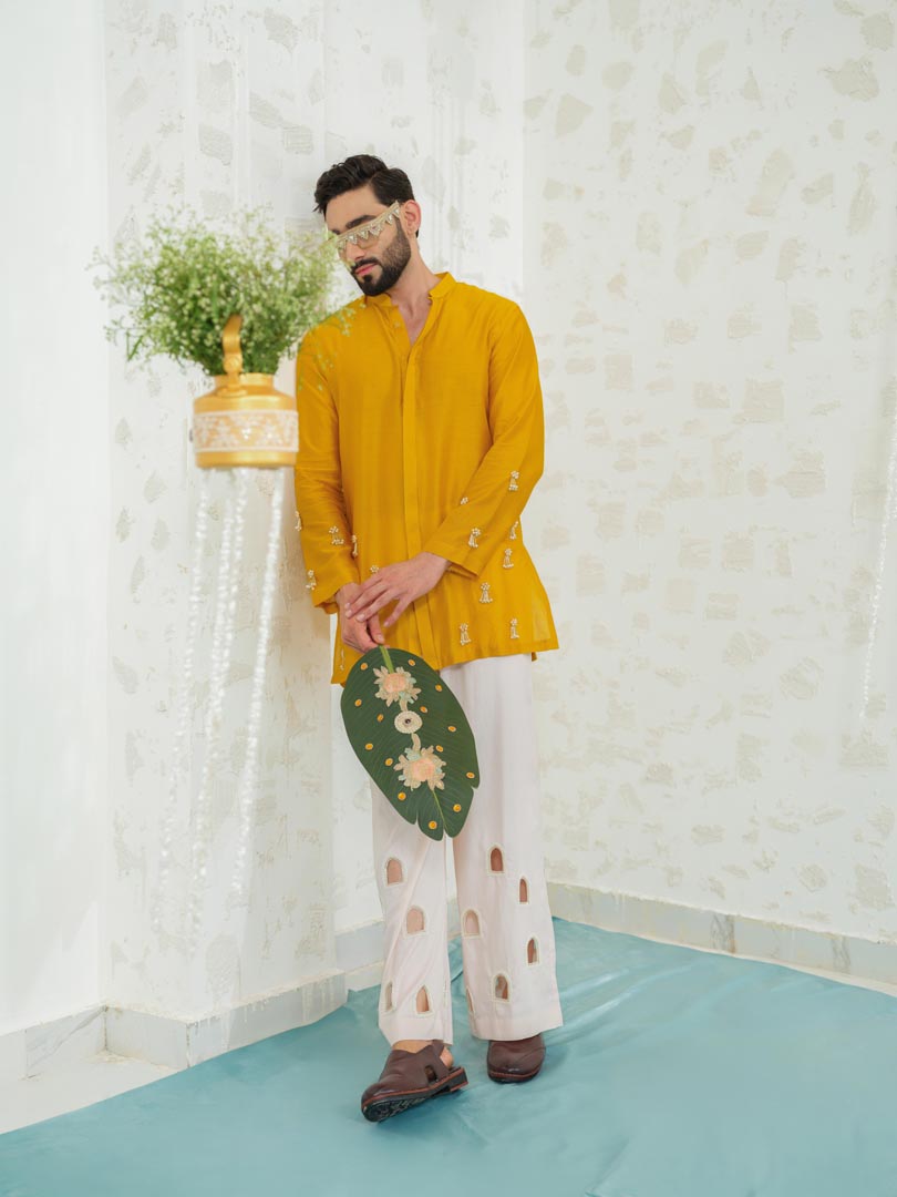Marigold Latkan Kurta with Embroidered Pants