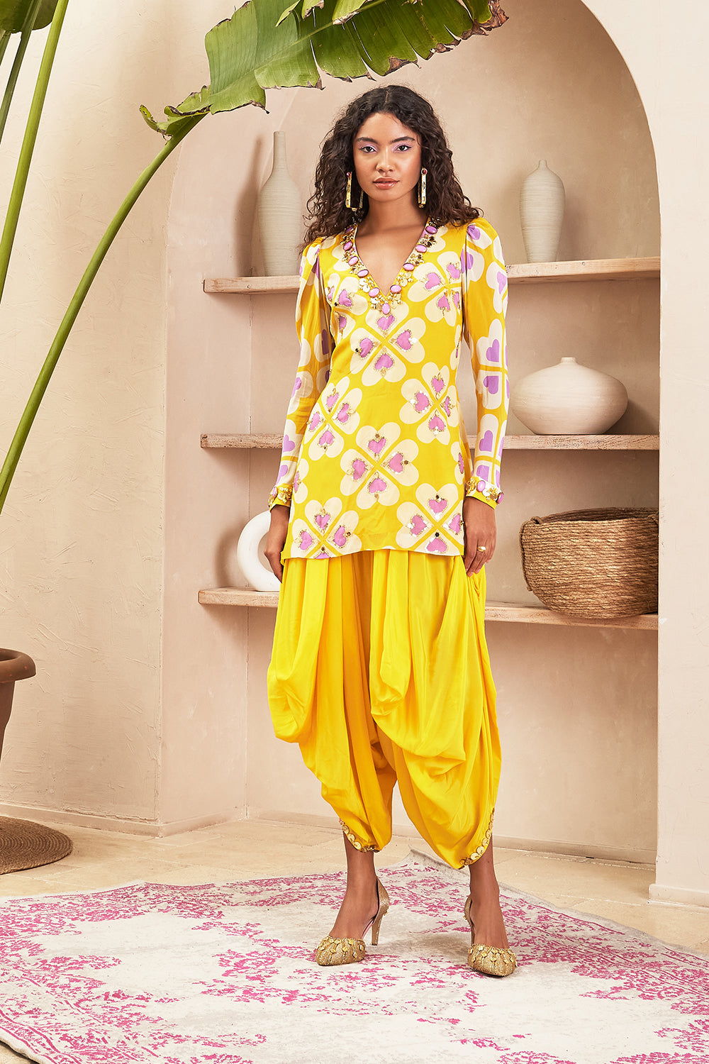 Ambre Yellow Tunic With Dhoti Pant Set - Auraya Fashion - Papa Don't Preach - #tag1# - #tag2# - #tag3# - #tag3#