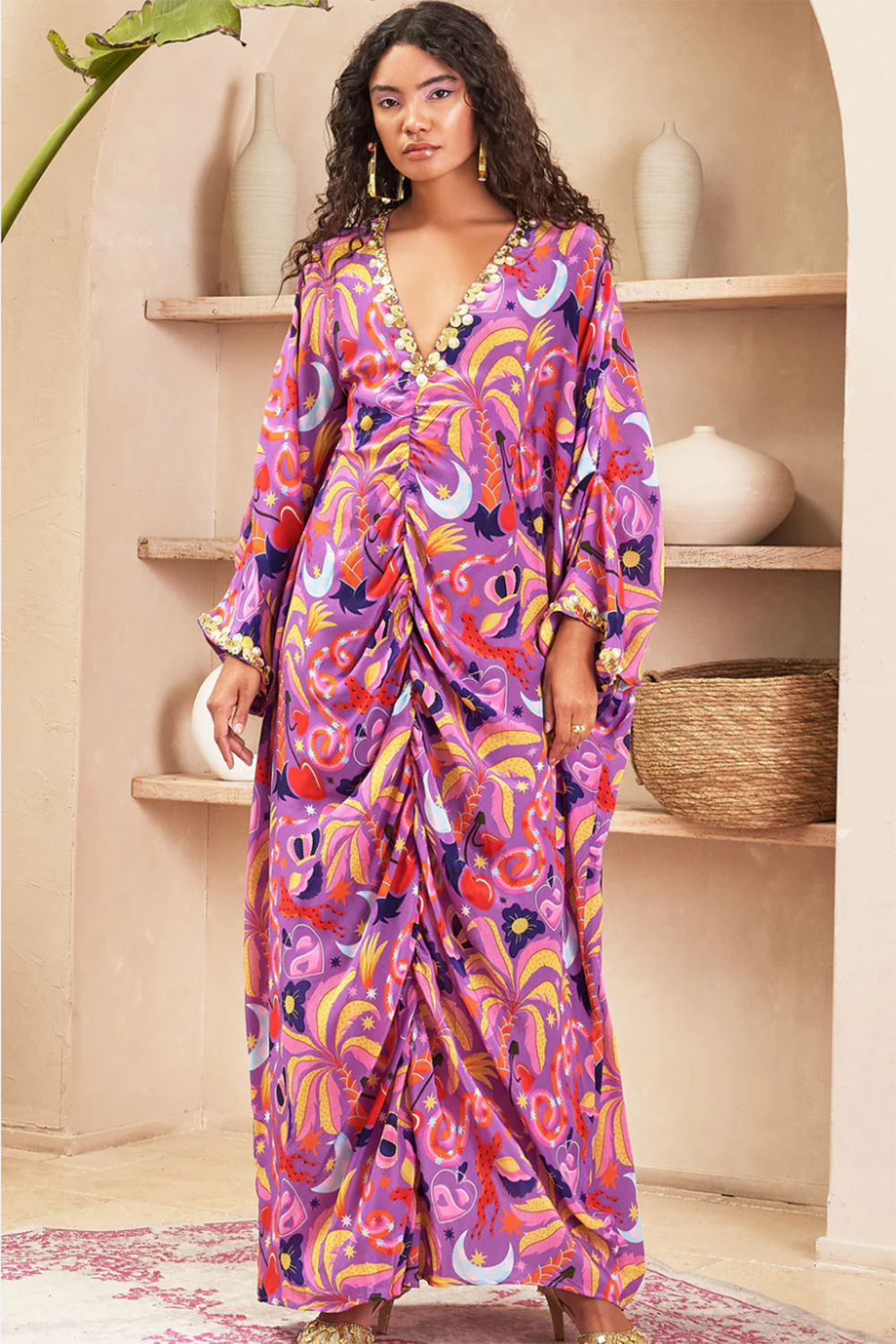 Layla Lilac Kaftan - Auraya Fashion -  - #tag1# - #tag2# - #tag3# - #tag3#