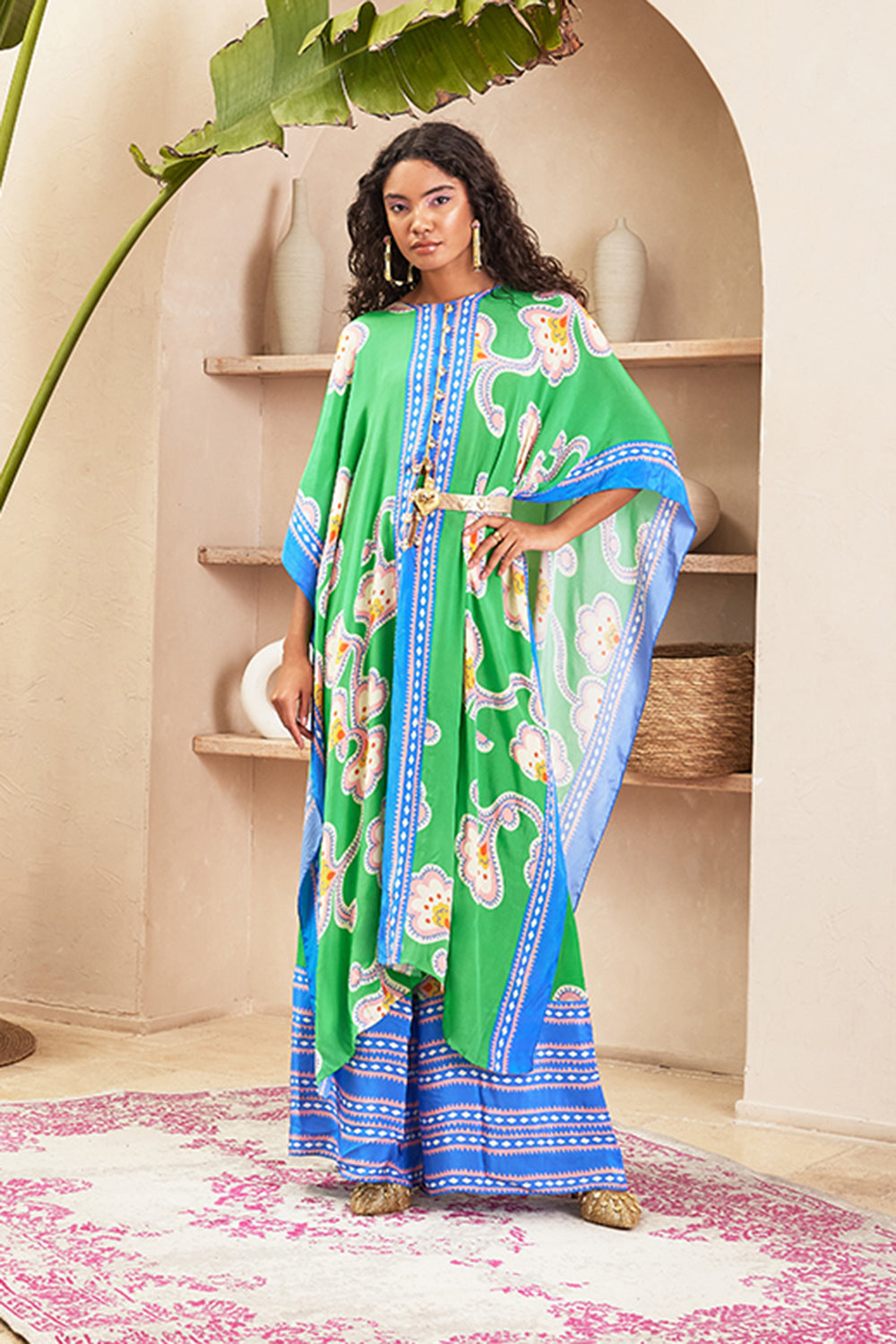 Aster Green Kaftan Top Set - Auraya Fashion -  - #tag1# - #tag2# - #tag3# - #tag3#