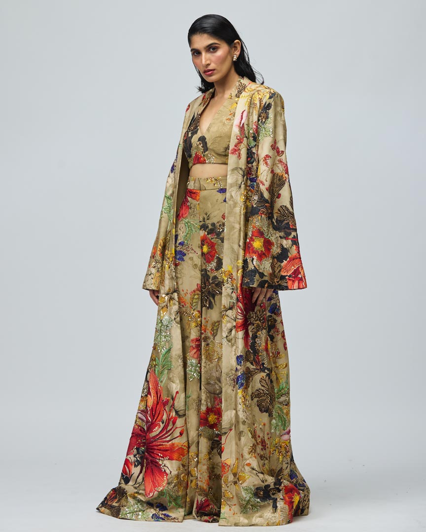 AUTUMN PRINTED FLOWERS CAPE SET