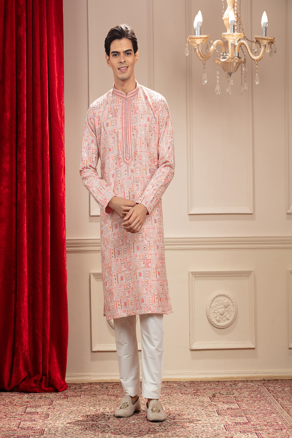 Get The Party Started In Our Multicolour Embroidered Kurta Paired With A White Pajama - Perfect For All Your Happy Occasions! - Auraya Fashion - Riyaasat Men - #tag1# - #tag2# - #tag3# - #tag3#