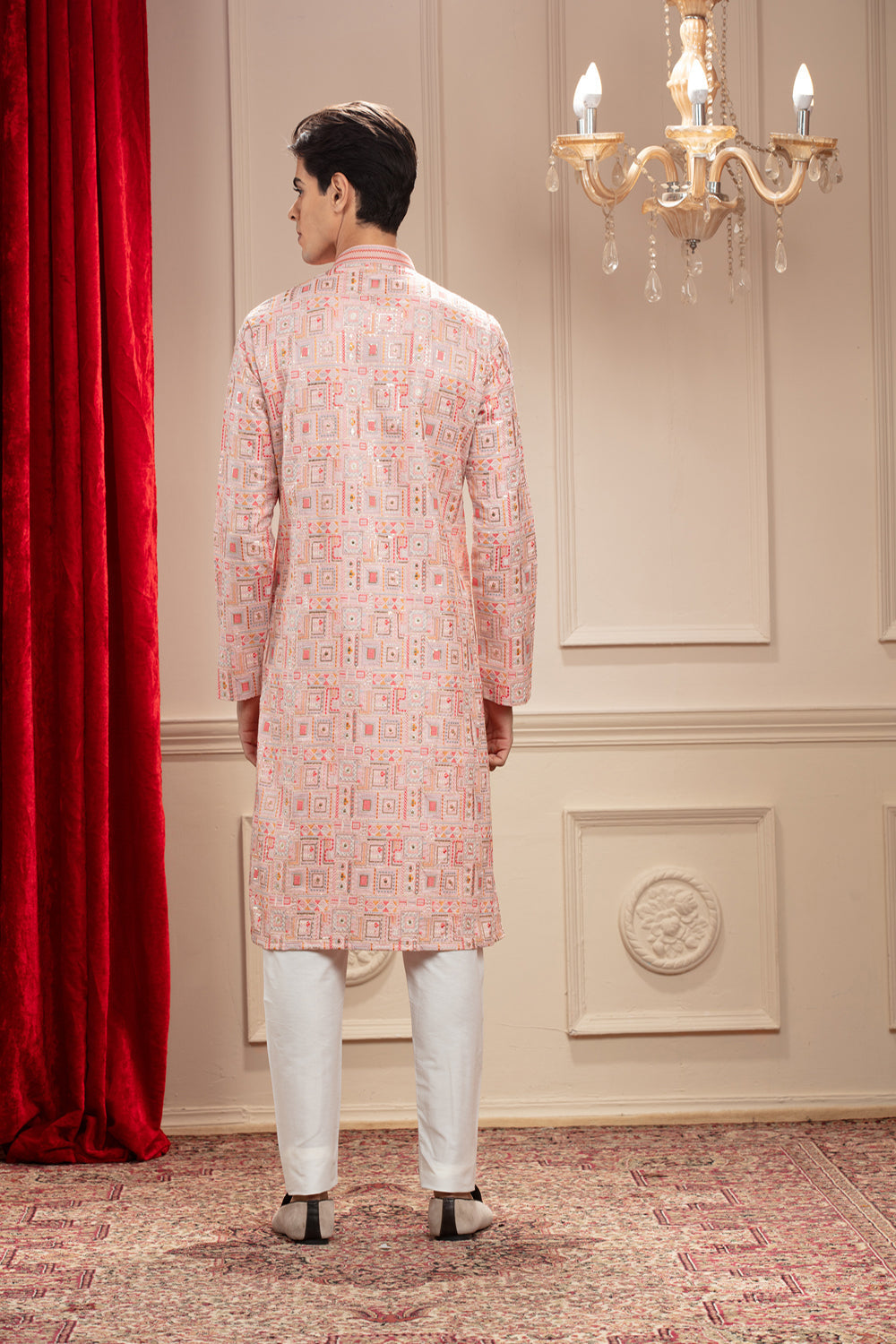 Get The Party Started In Our Multicolour Embroidered Kurta Paired With A White Pajama - Perfect For All Your Happy Occasions! - Auraya Fashion -  - #tag1# - #tag2# - #tag3# - #tag3#