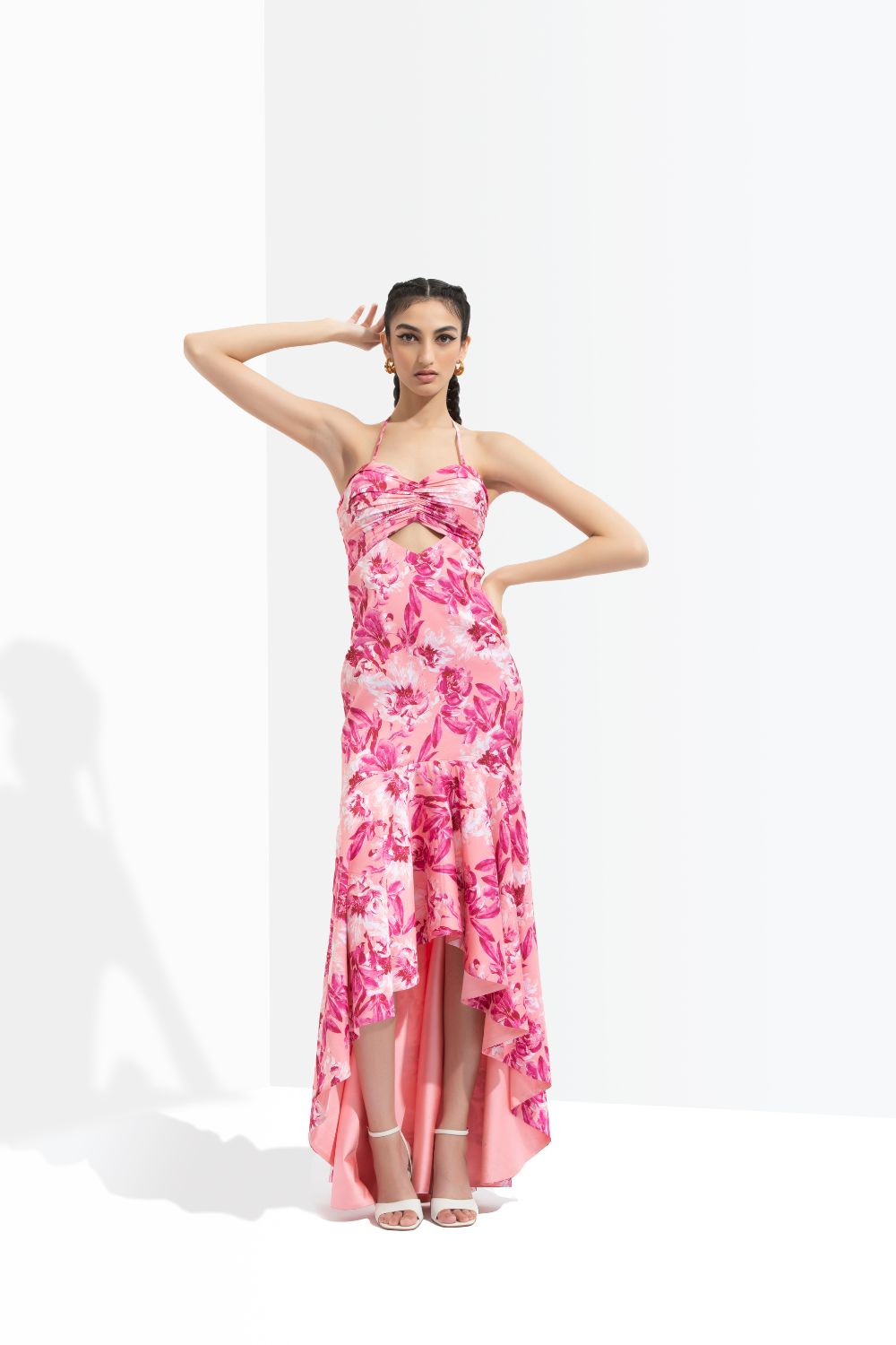 Sakura Printed High Low Dress