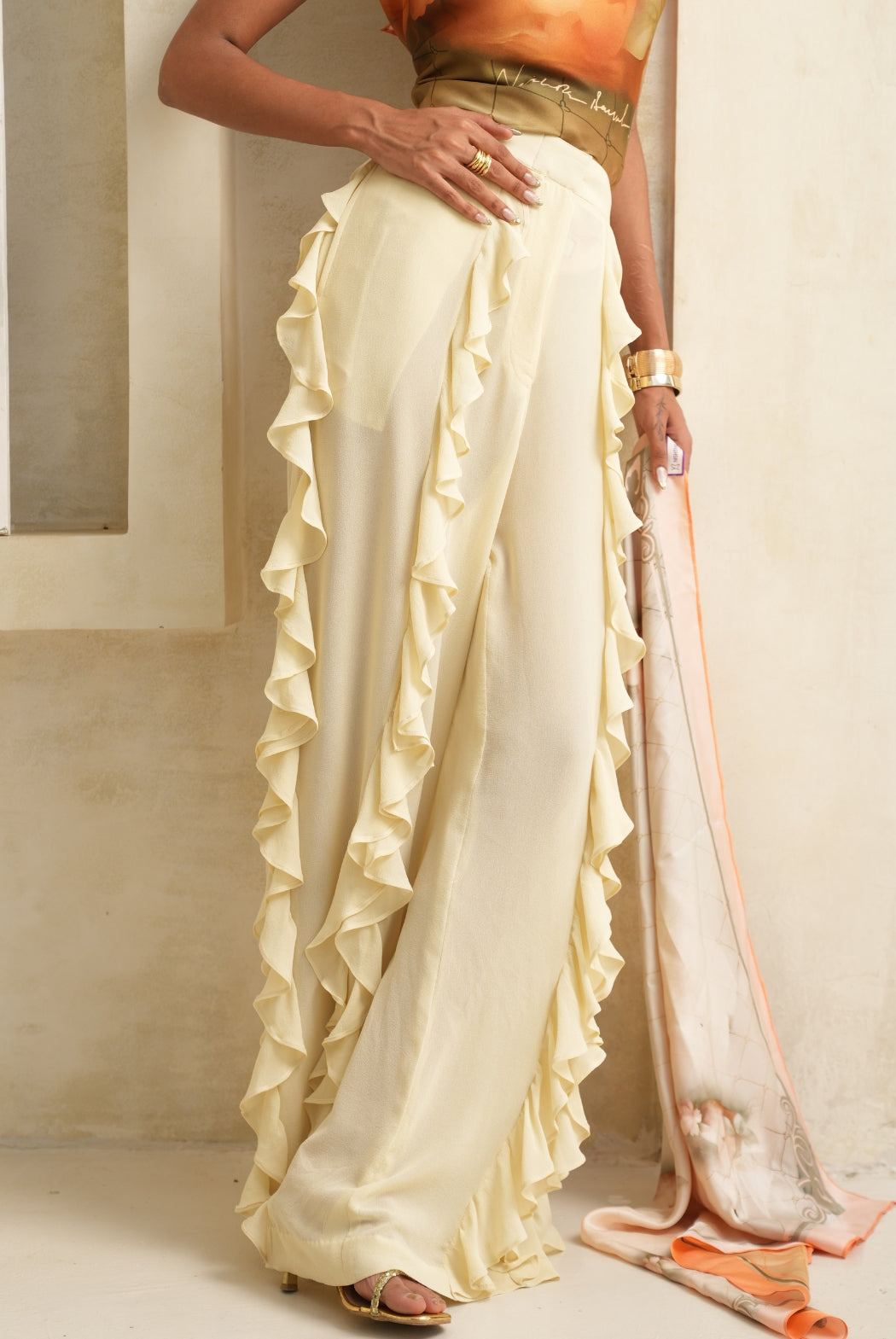 SUNSET RUFFLED TROUSERS