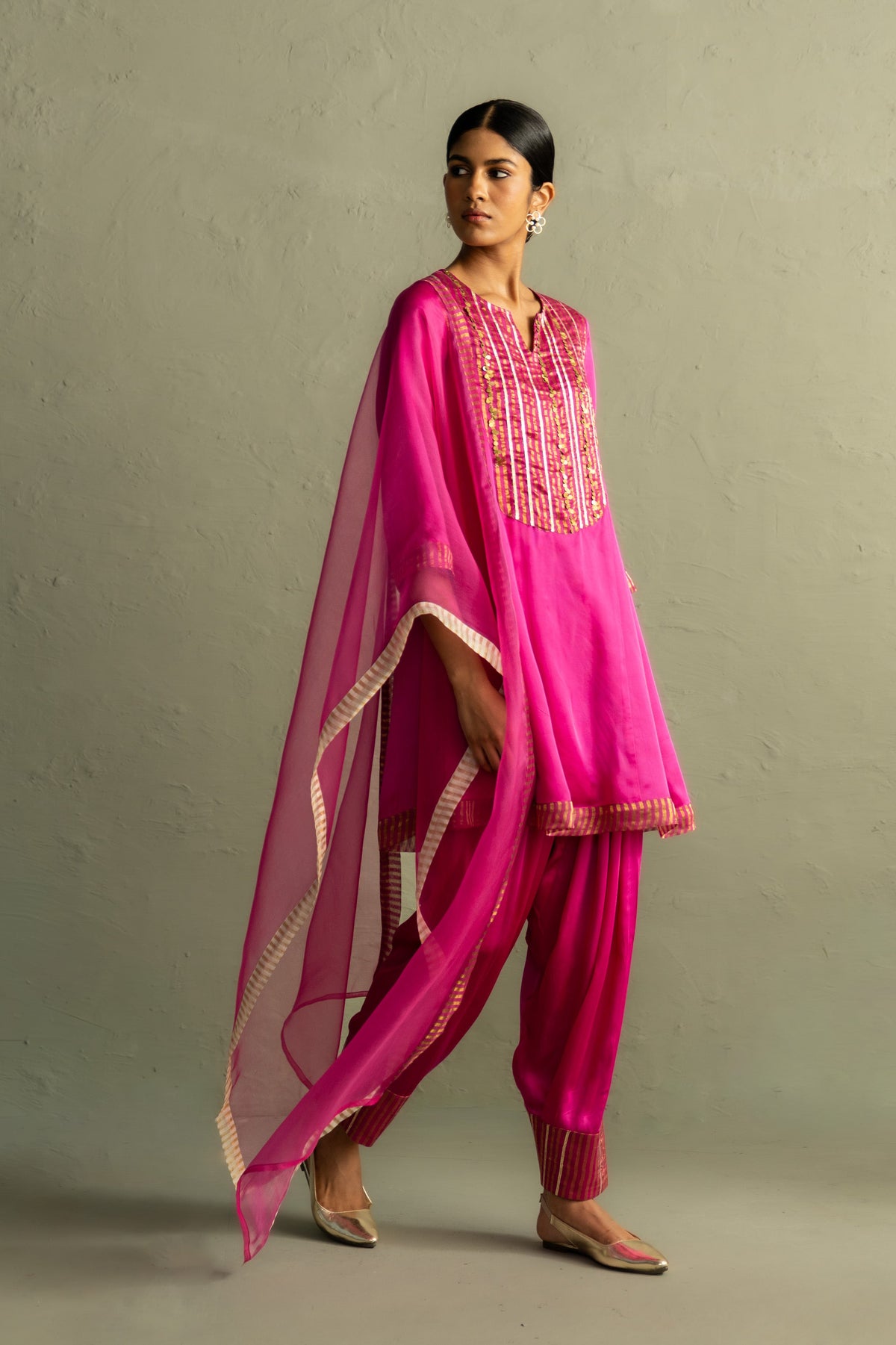 Ojas Flared Short Kurta With Salwar