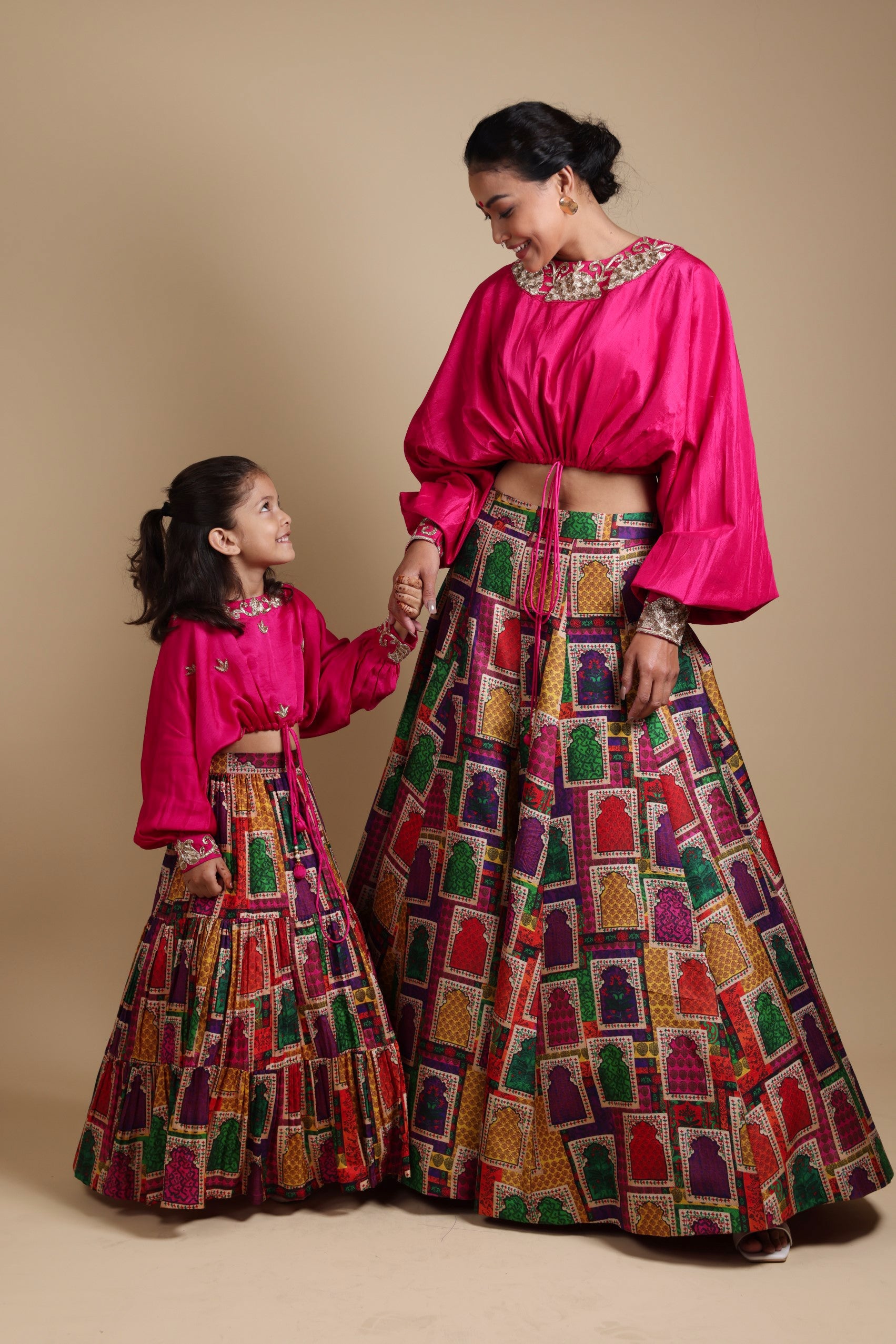 Hand-Embroidered blouse with Lehenga