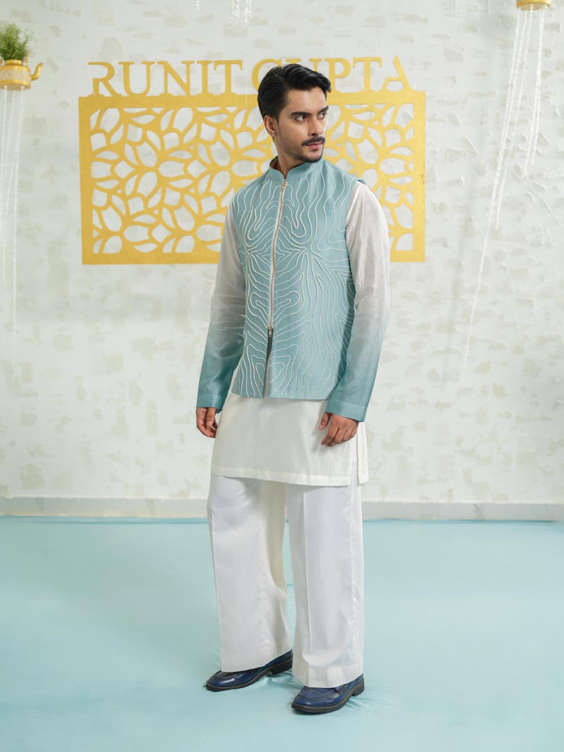 Contour Blue Zipper bundi set
