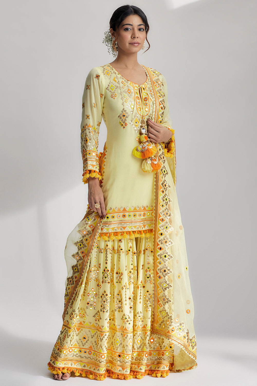 Friya Short Kurta Sharara Set - Auraya Fashion 