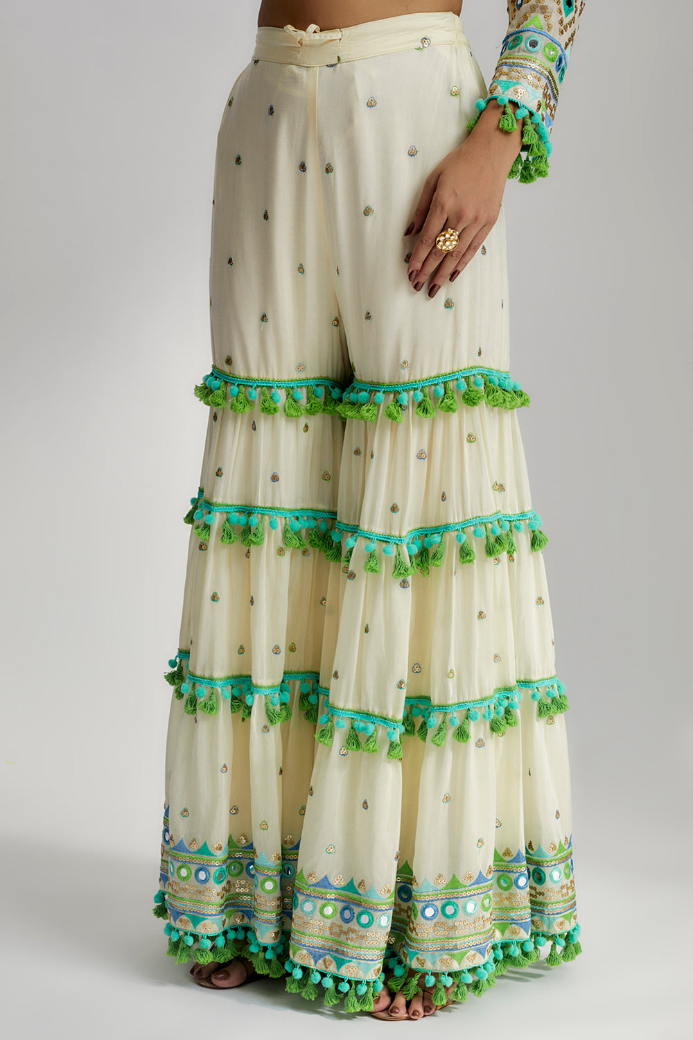 Maahika Layered Sharara Set - Auraya Fashion 