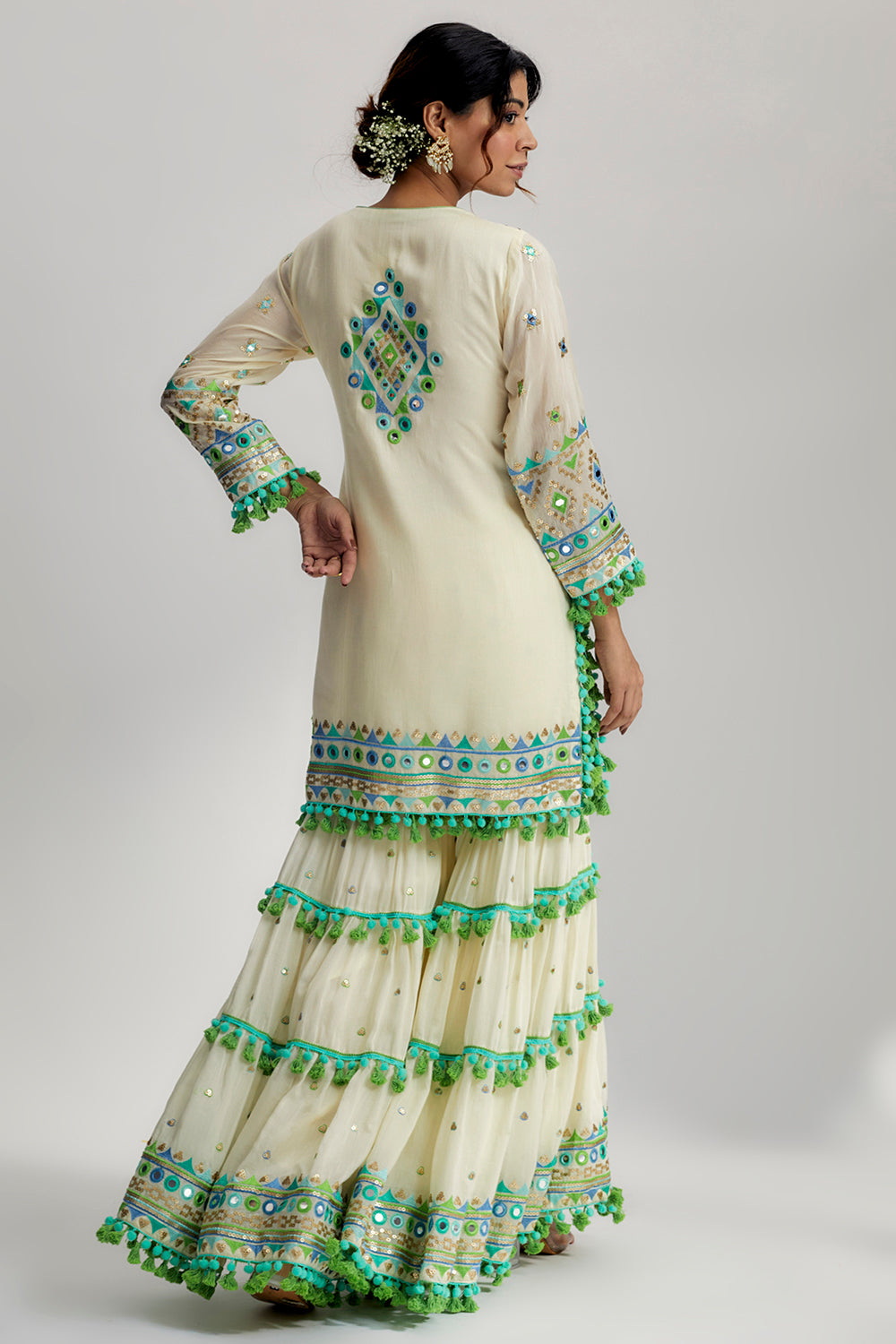 Maahika Layered Sharara Set - Auraya Fashion 