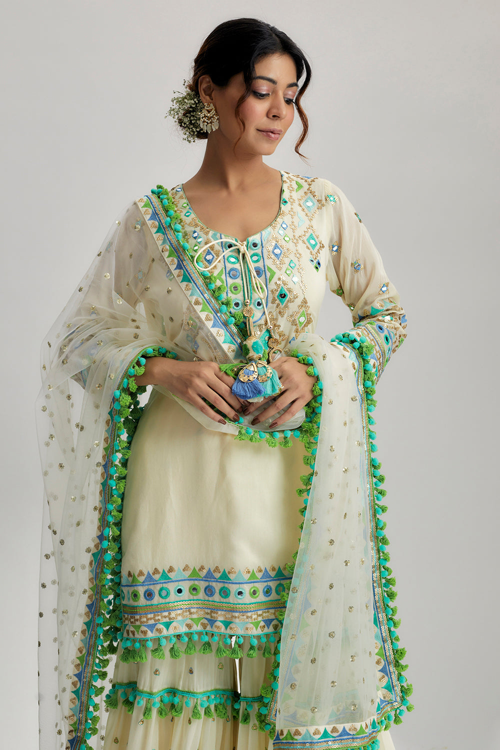 Maahika Layered Sharara Set - Auraya Fashion 