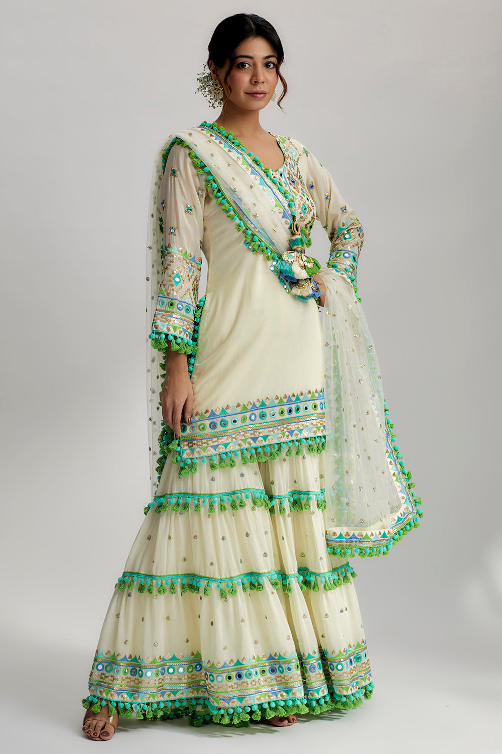 Maahika Layered Sharara Set - Auraya Fashion - Gopi Vaid - 