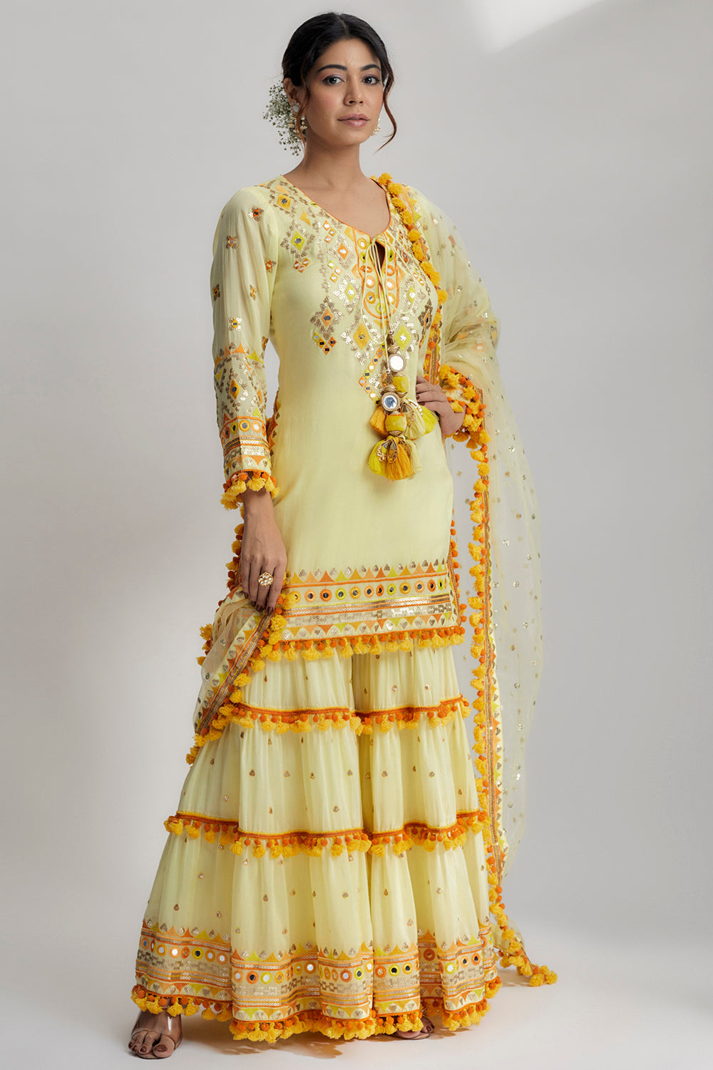 Maahika Layered Sharara Set - Auraya Fashion 