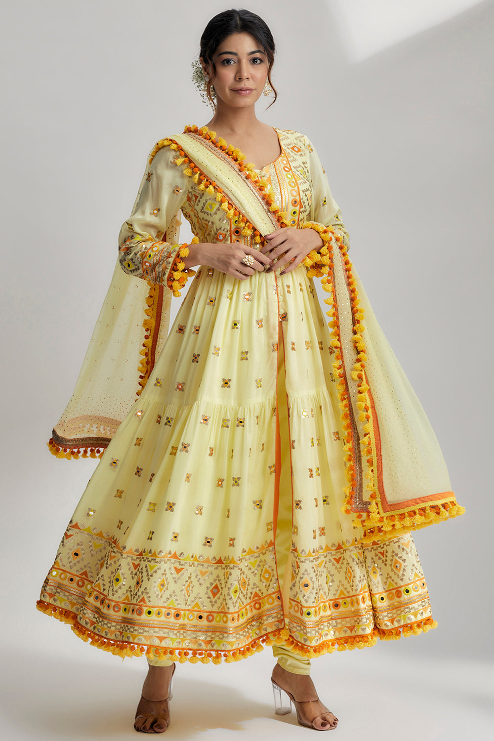 Riana Tiered Ag With Churidar - Auraya Fashion - Gopi Vaid - 