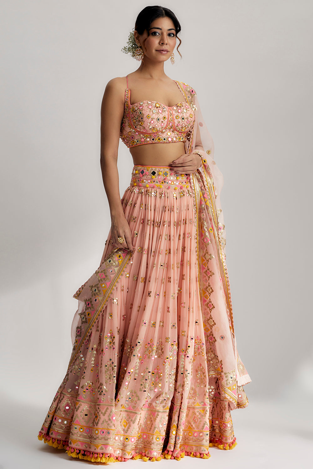 Ruah Gathered Lehenga Set - Auraya Fashion 