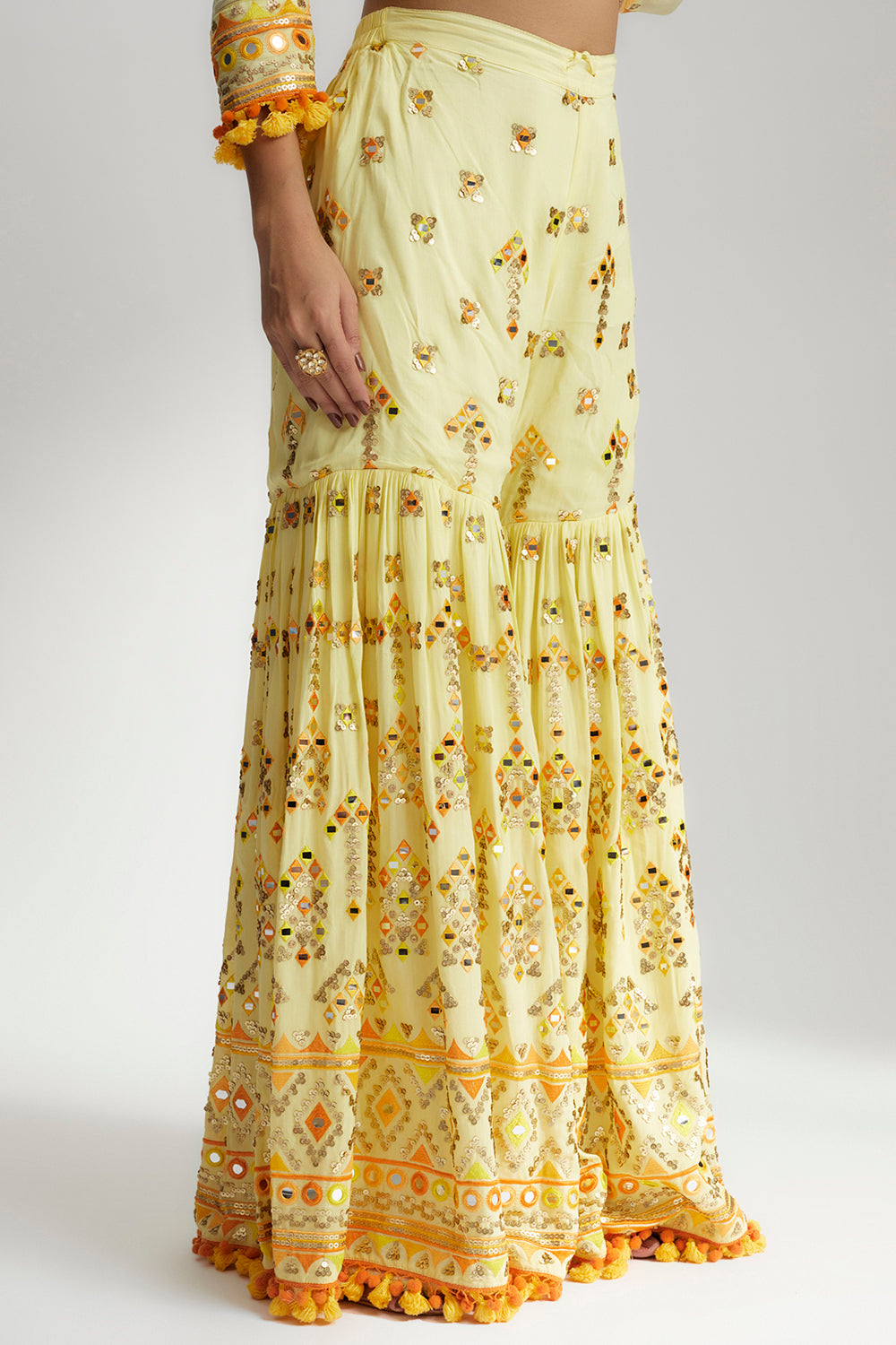 Sophie Peplum With Sharara Set - Auraya Fashion 