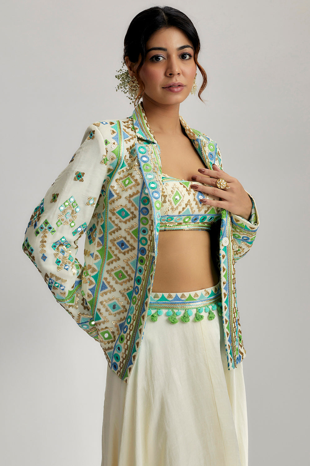 Laira Blazer Set With Victorian Skirt - Auraya Fashion 