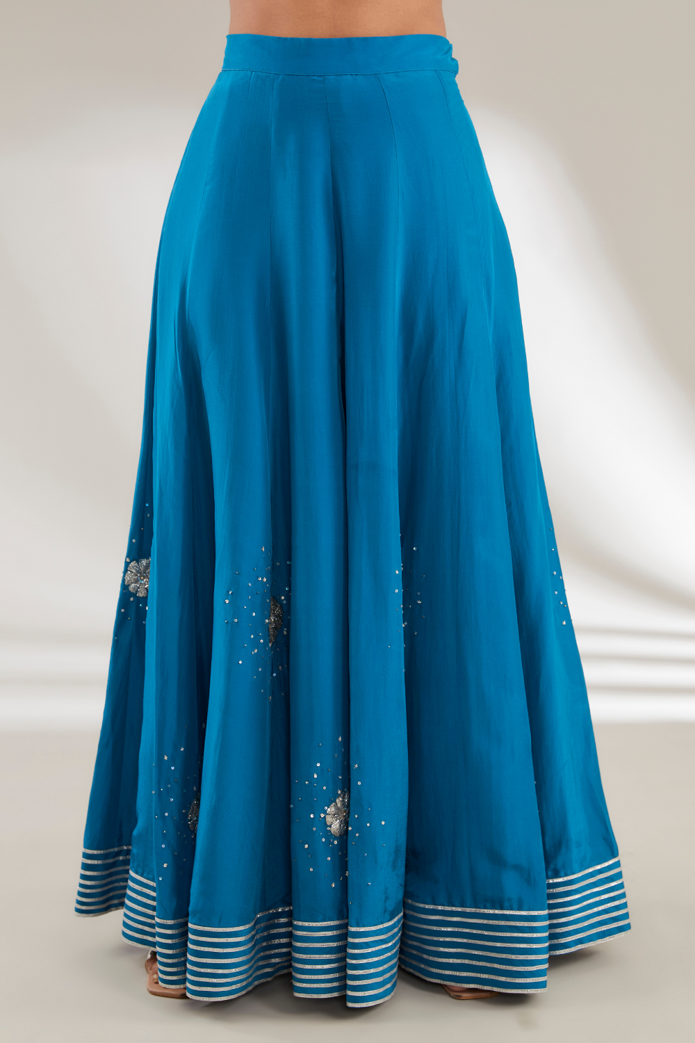 Amaya Blue Upada Silk Sharara Set with Crystal Jaal Embroidery