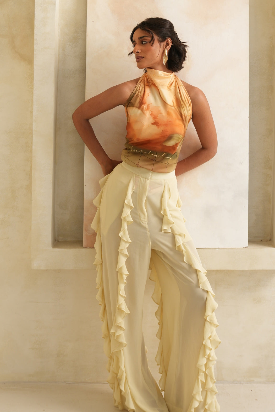 SUNSET RUFFLED TROUSERS