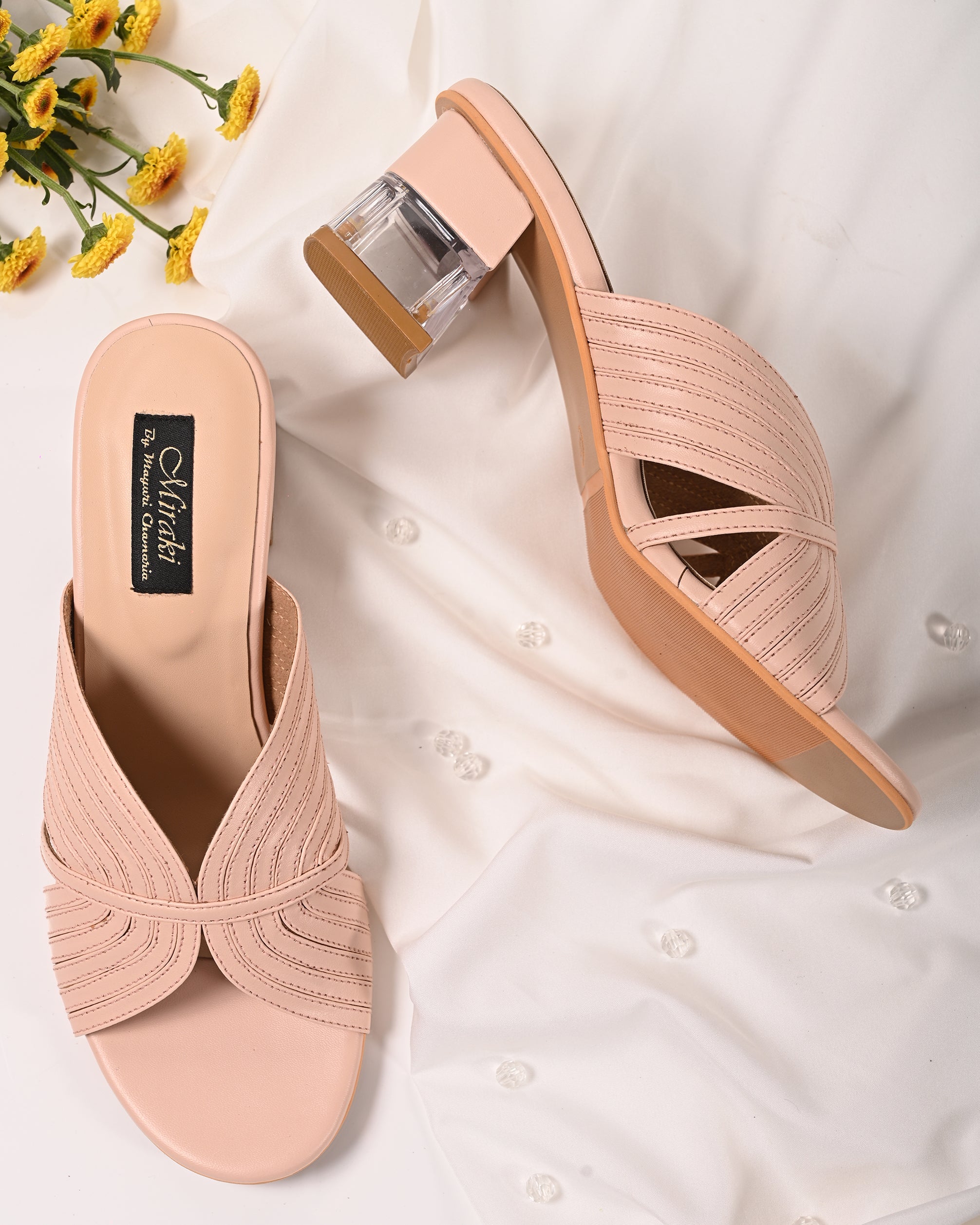 Blush Pink Strappy Slip-On Heel