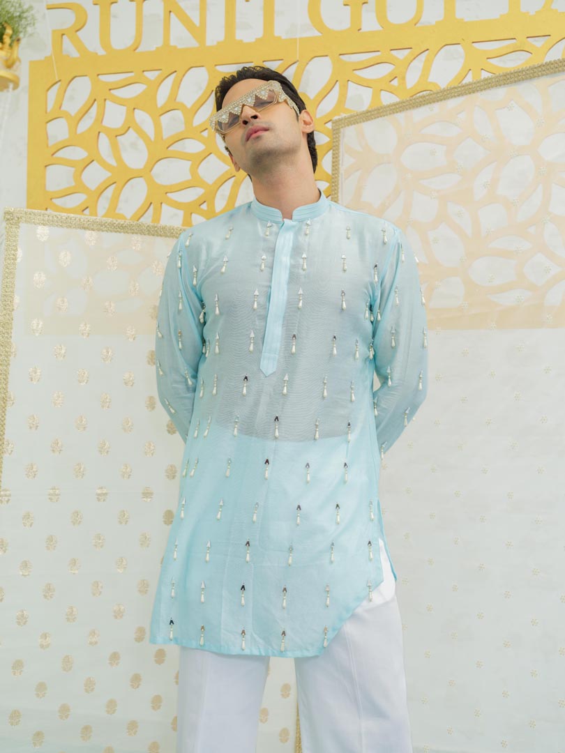 Blue Latkan Short Kurta set