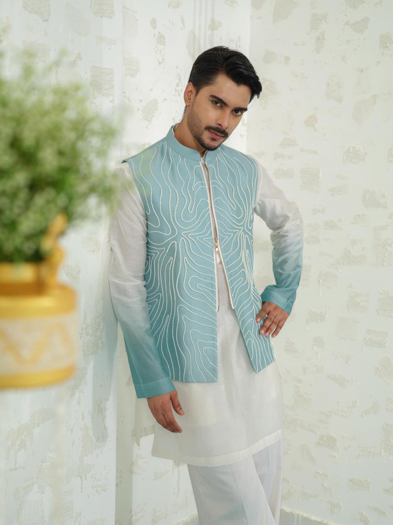 Contour Blue Zipper bundi set