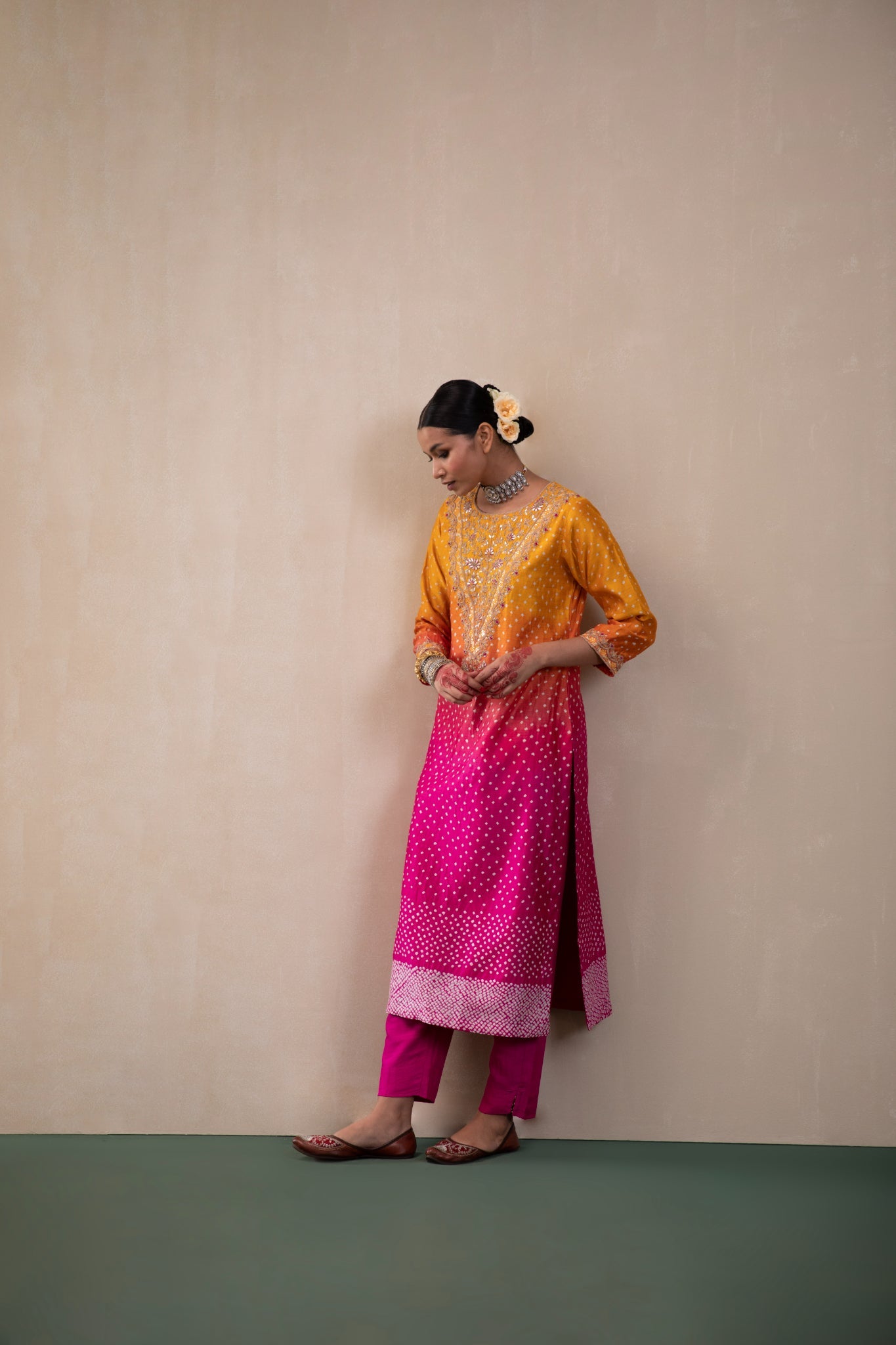 ommbre bandhni suit