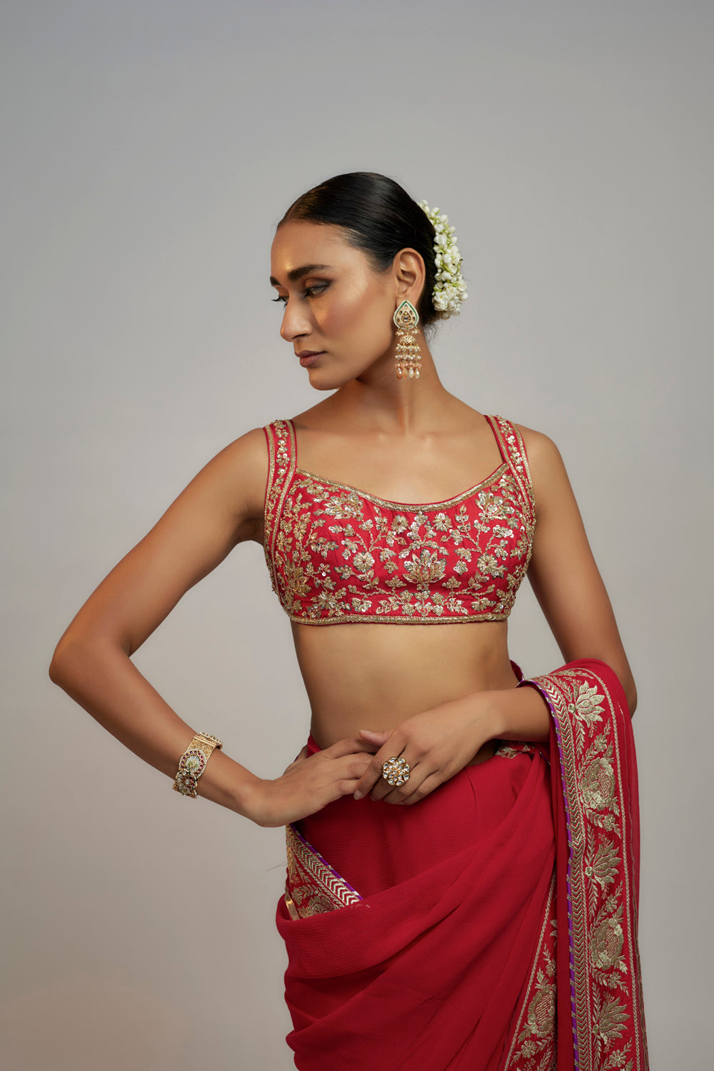 Golconda Vidhi Saree Set - Auraya Fashion 